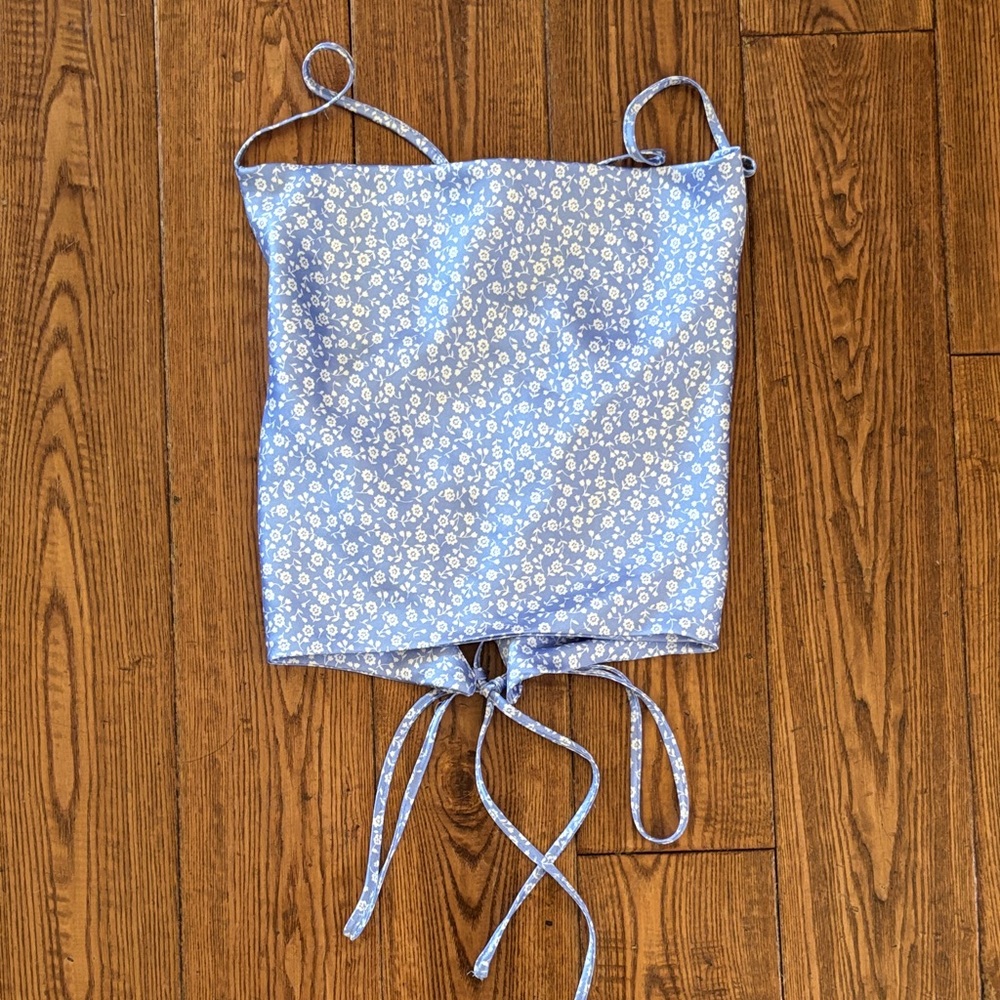 Garage Light Blue Floral Tank Top - Picture 2 of 4